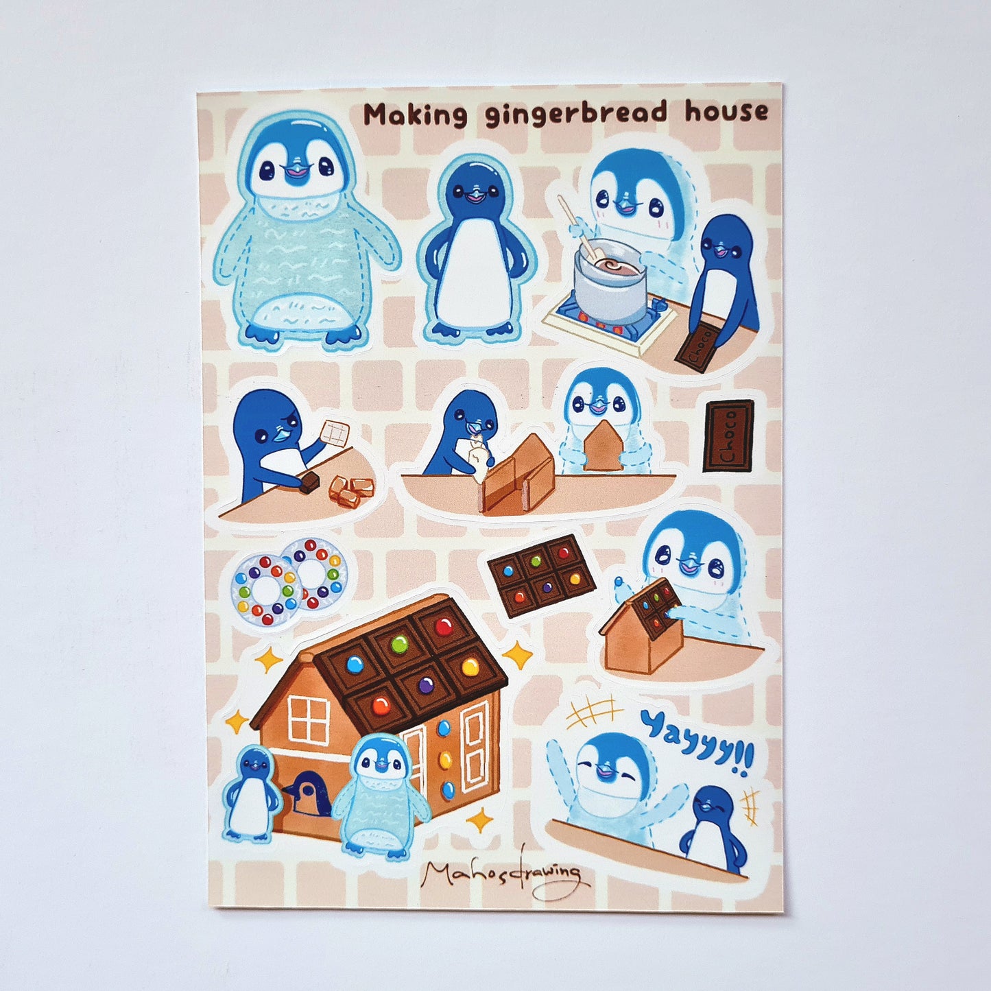 Making gingerbread house A6 Glossy Sticker Sheet