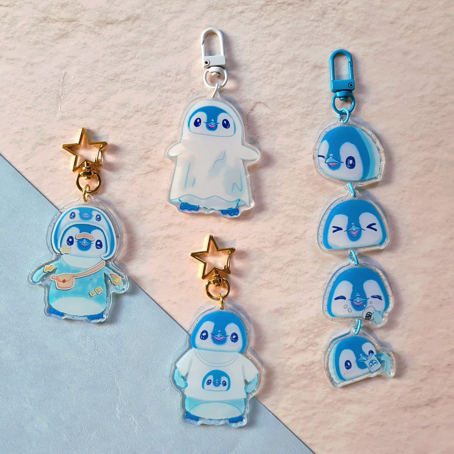 Pipin the Penguin Acrylic Keychain, faces, t-shirt etc