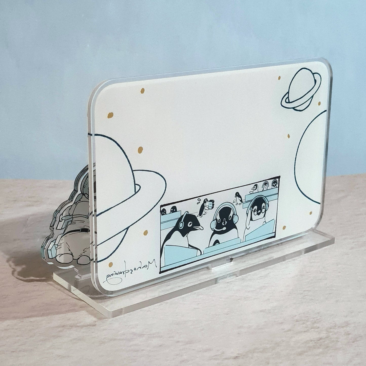 Backside of Astronaut Penguins Acrylic Memo Standee