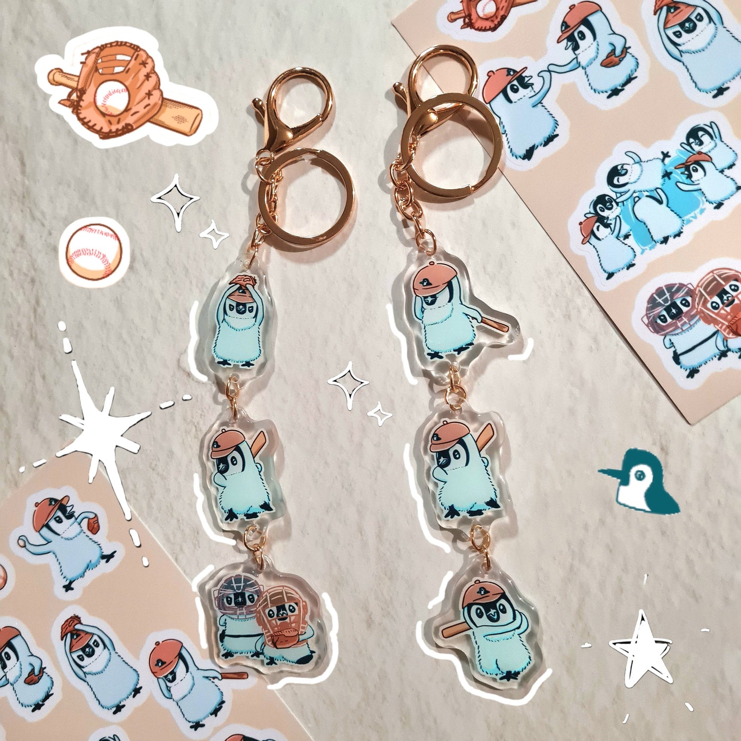 Baseball Pipin Connected Acrylic Keychain