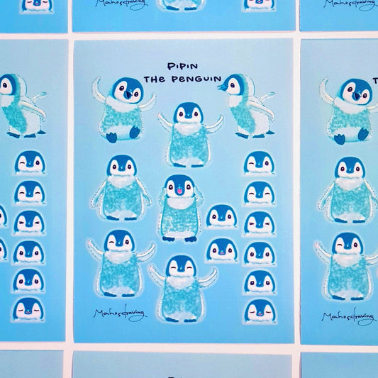 Pipin the Penguin A6 Matte Sticker Sheet