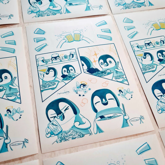 Eating Penguins A6 Matte Sticker Sheet