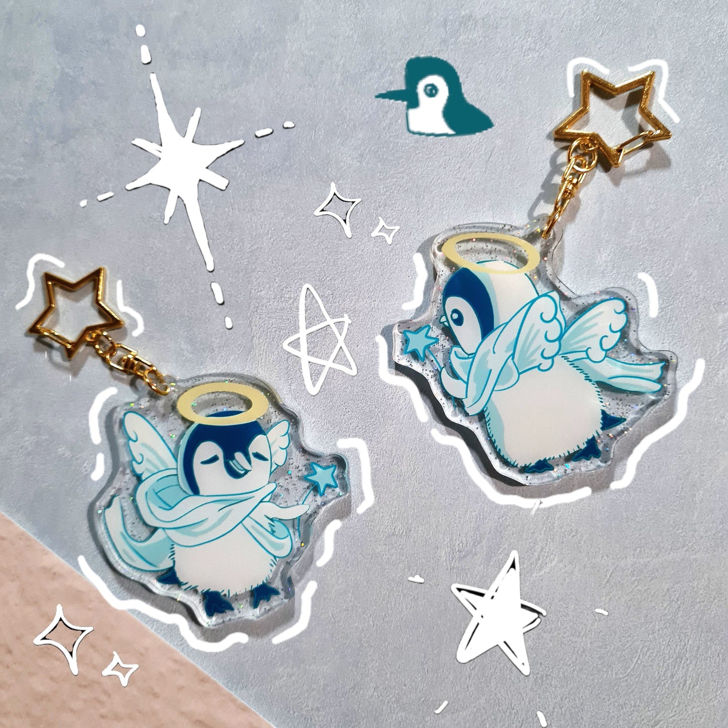 Angel Penguin Acrylic Keychain