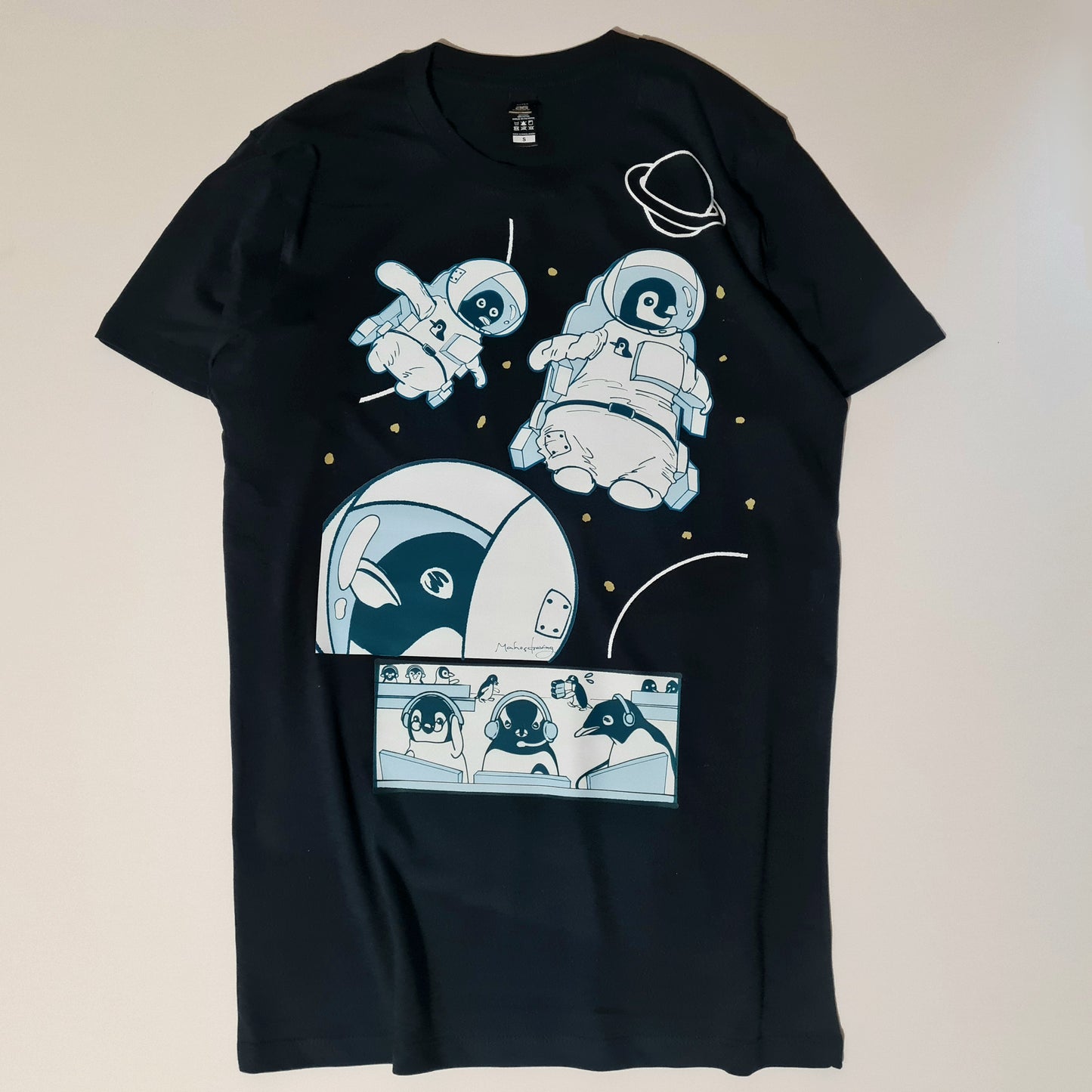 Astronaut Penguins Black T-shirt