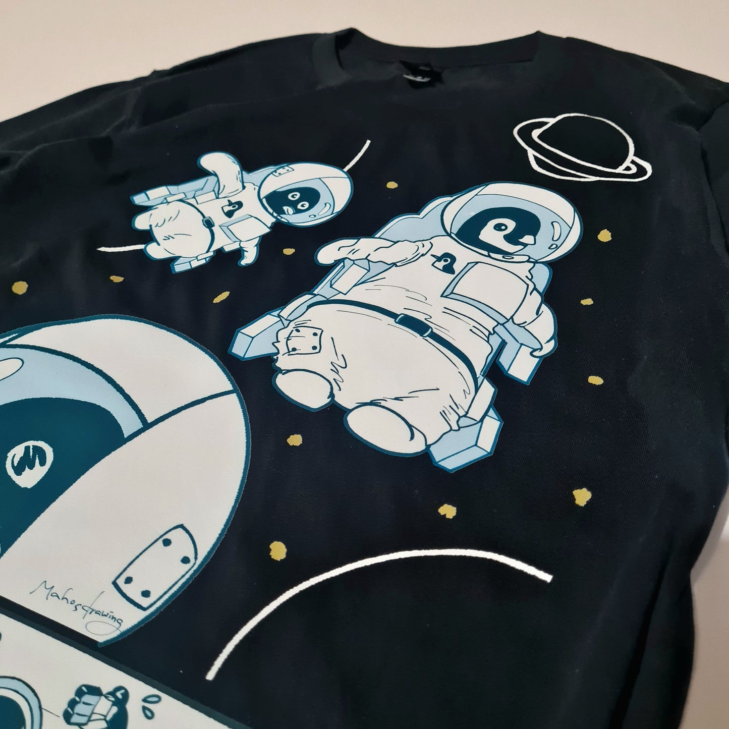 Astronaut Penguins Black T-shirt