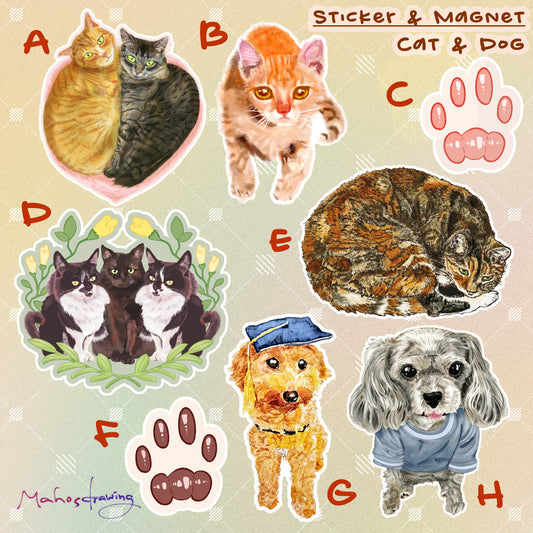 Cats & Dogs Die-cut Glossy Sticker / Magnet Waterproof