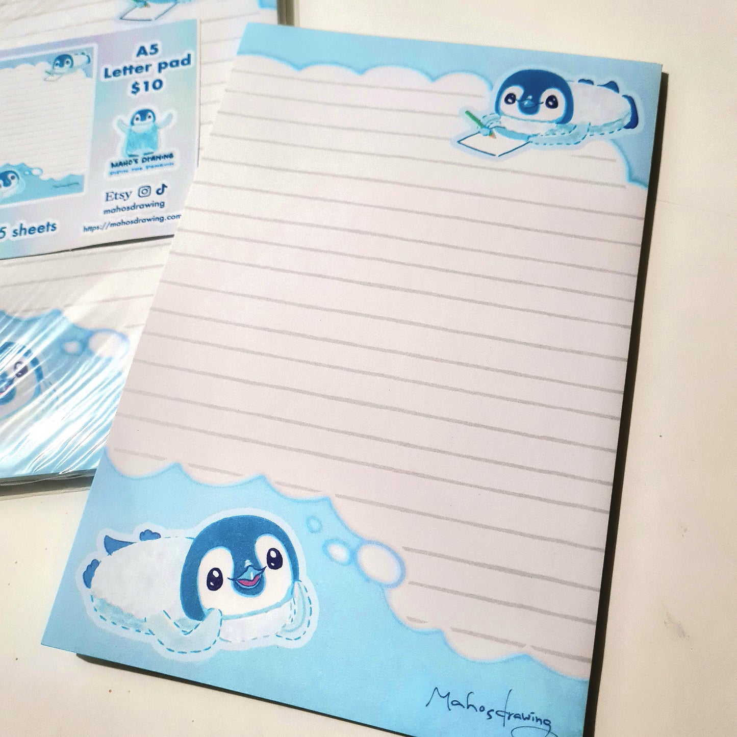 Cute Pipin the Penguin Letter Pad A5(1 design × 25 sheets each)