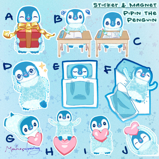 Pipin the Penguin fun Die-cut Glossy Sticker / Magnet