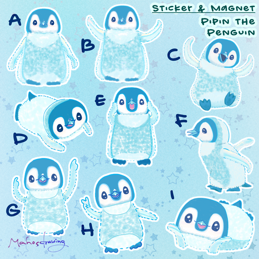 Pipin the Penguin Die-cut Glossy Sticker / Magnet