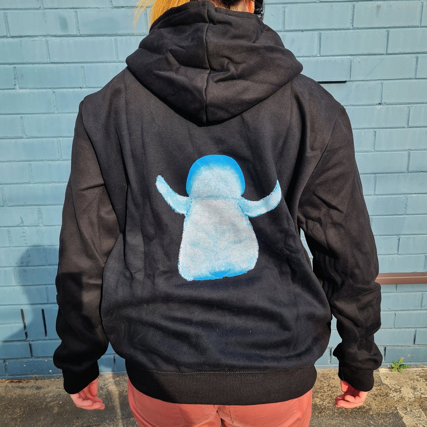 Backside view of Bubble Pipin Hoodie