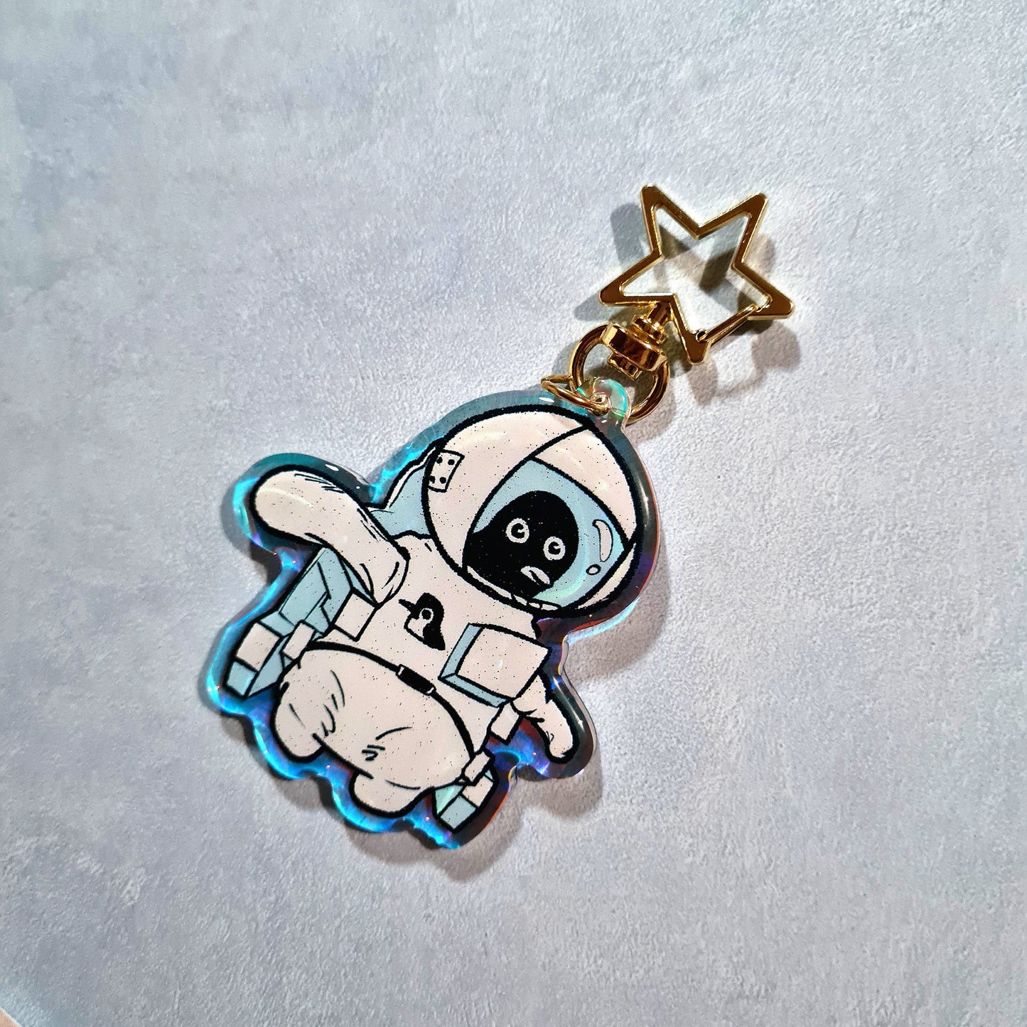 Astronaut Penguin B Acrylic Rainbow Keychain